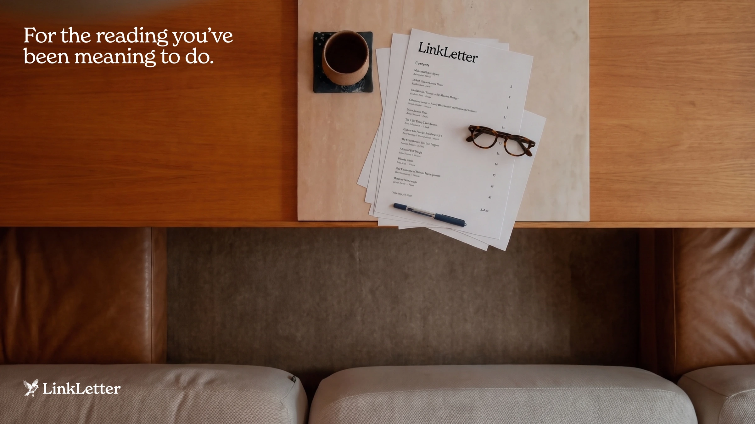 LinkLetter printed issue on a table