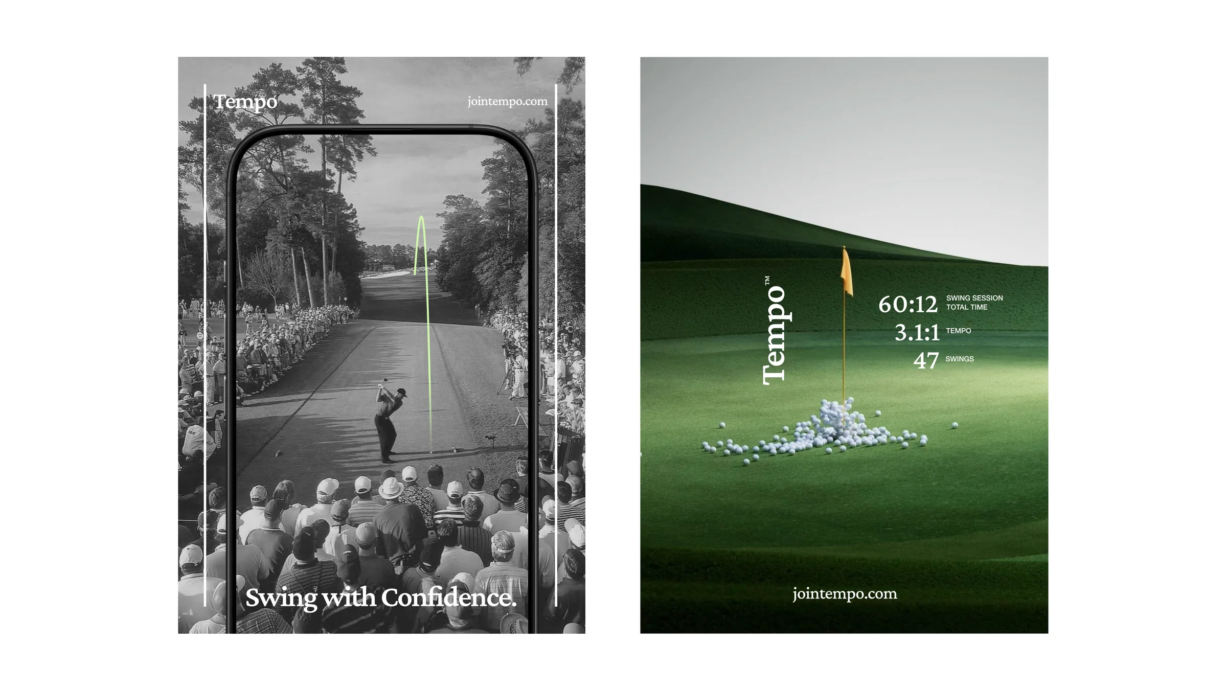 Tempo golf swing analyzer branding posters